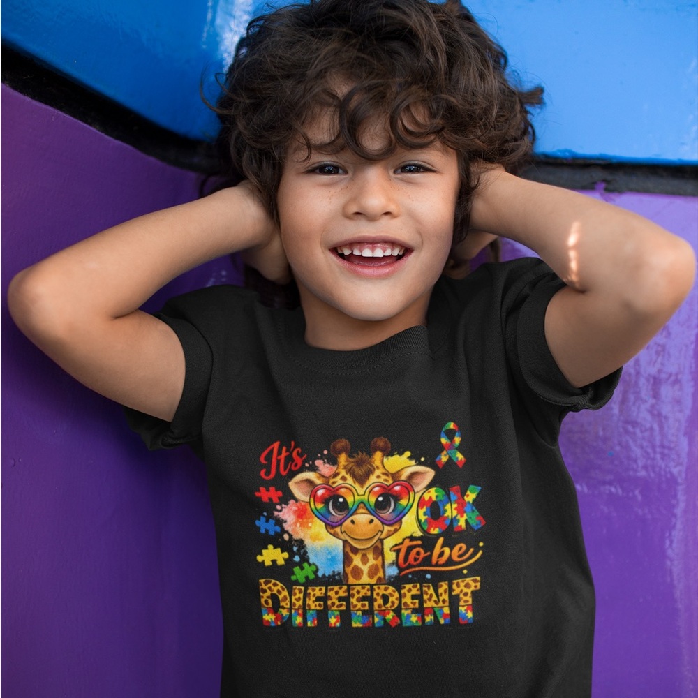 Black Kids Graphic Tee "It's OK to be Different"
